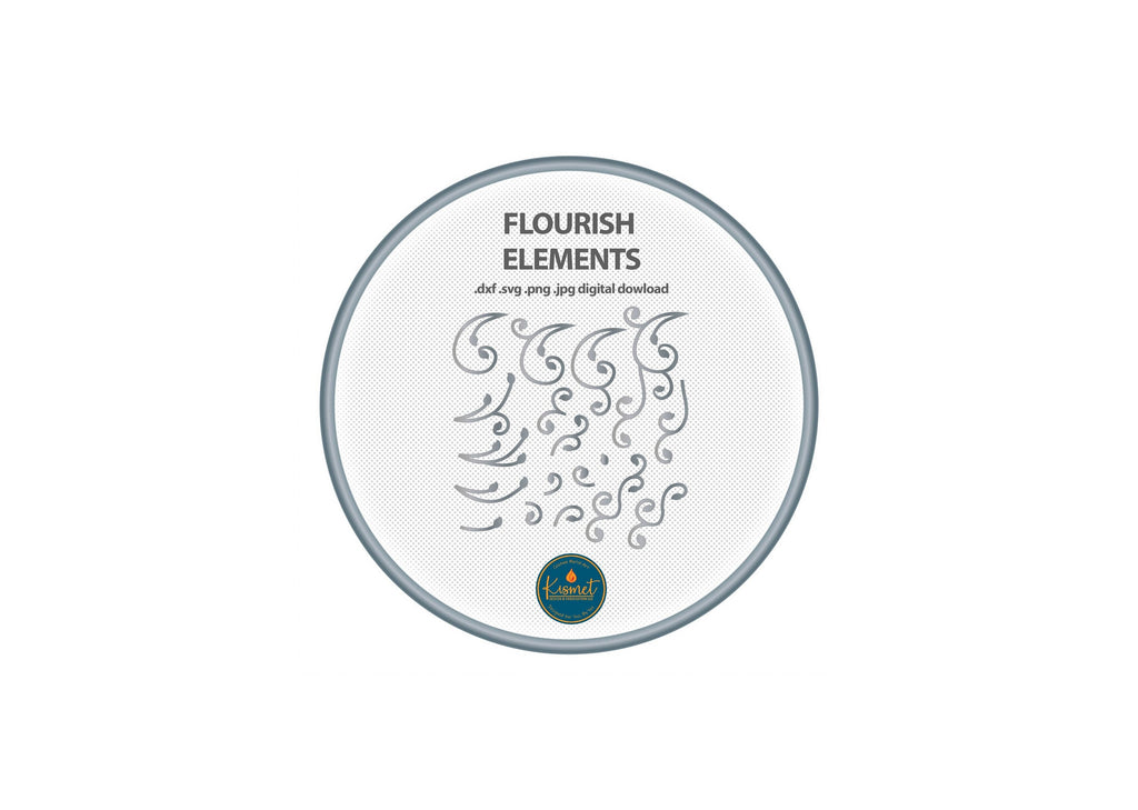 Swirls Swashes Flourish Bundle DXF/SVG design preview with file details