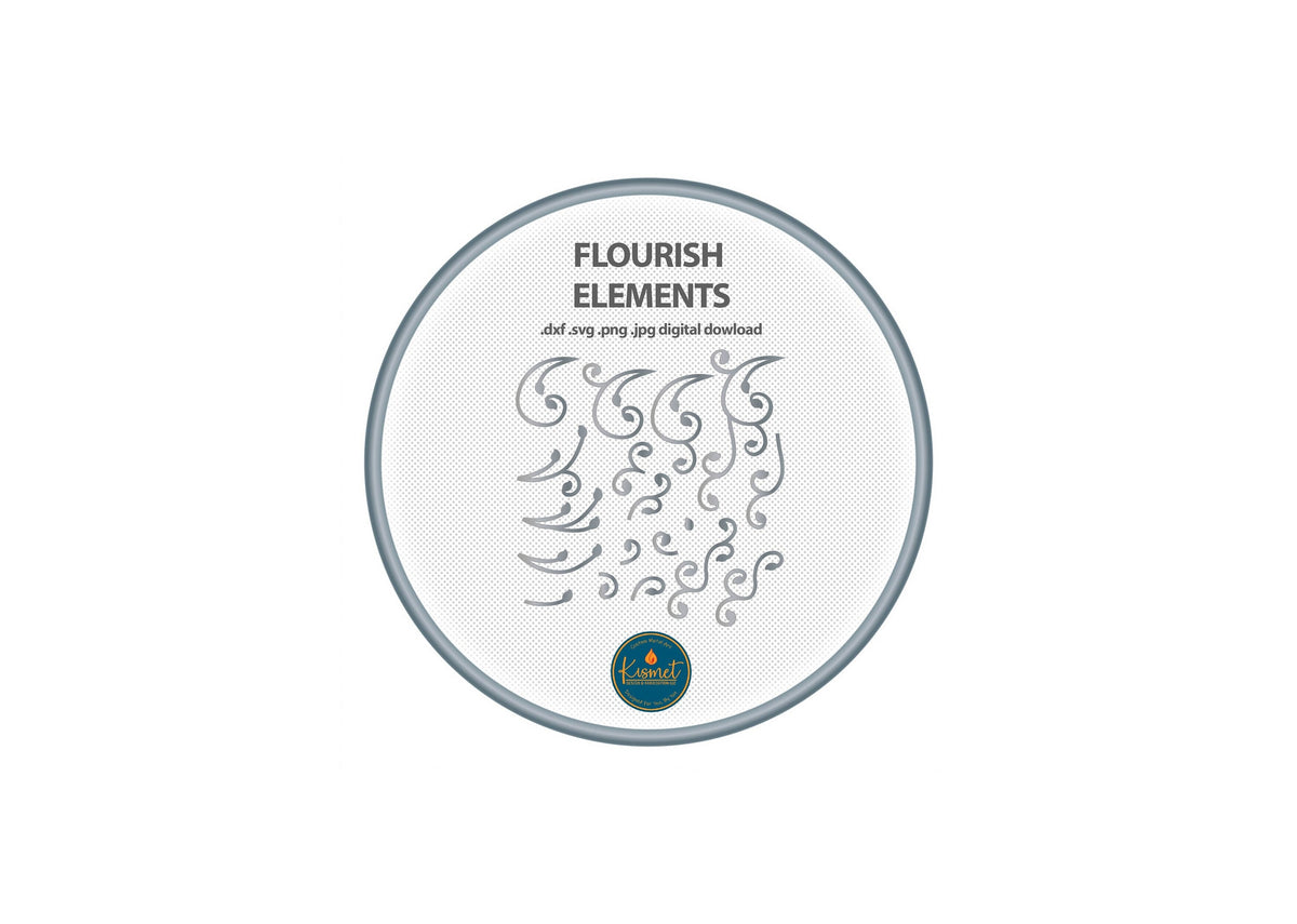 Swirls Swashes Flourish Bundle DXF/SVG design preview with file details
