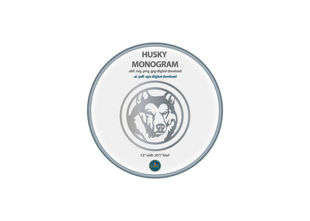 Husky Monogram Sign DXF/SVG design preview with file details