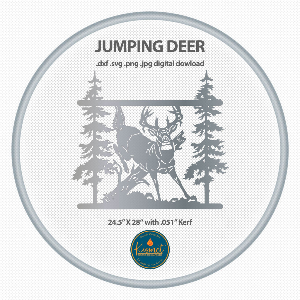 Jumping Buck Pine Forest Sign DXF/SVG design preview with file details (photo 10)