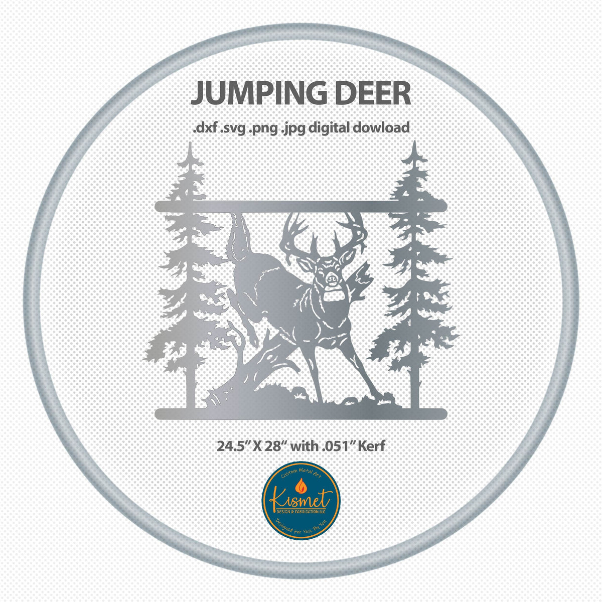 Jumping Buck Pine Forest Sign DXF/SVG design preview with file details (photo 10)