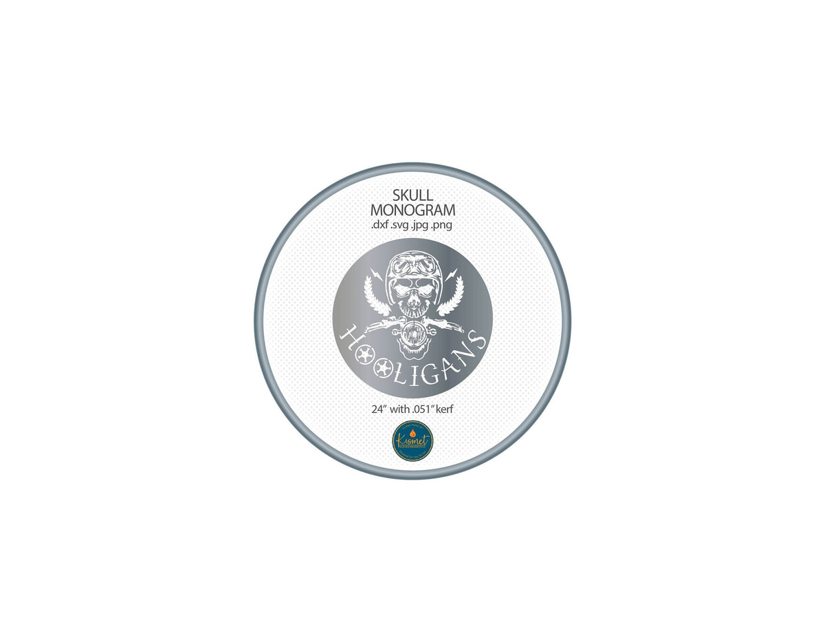 Motorcycle Skull Monogram Sign DXF/SVG design preview with file details