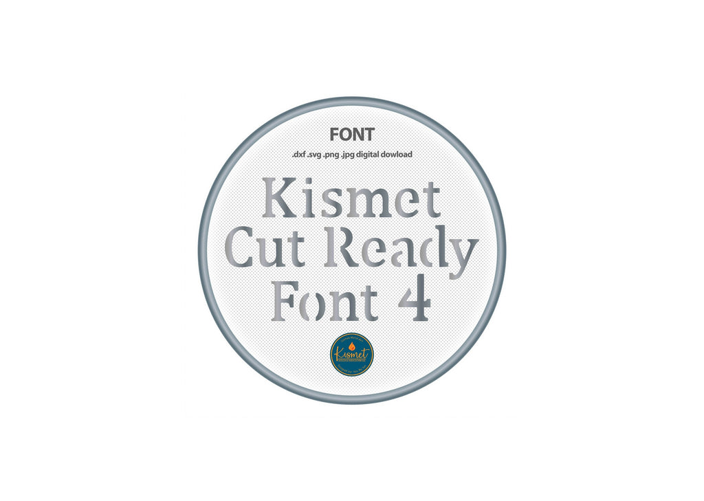 Regular Serif Bridged Stencil Font (Kismet Font 4) DXF/SVG design preview with file details