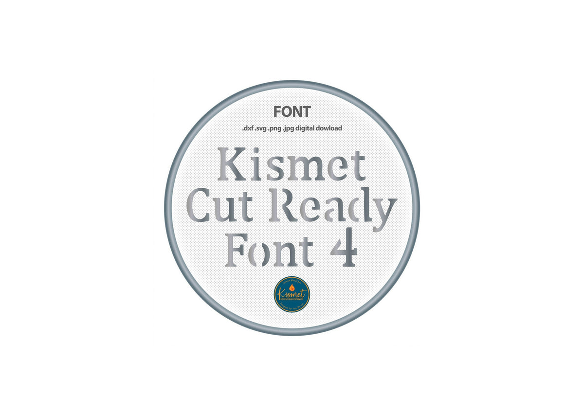 Regular Serif Bridged Stencil Font (Kismet Font 4) DXF/SVG design preview with file details