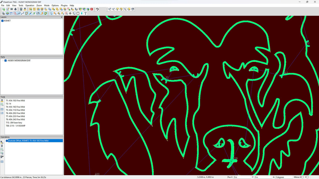 Husky Monogram Sign vector paths in design software