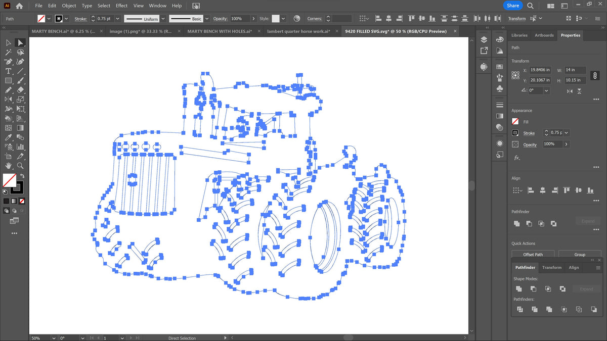 9420 Tractor Silhouette vector paths in design software (photo 5)