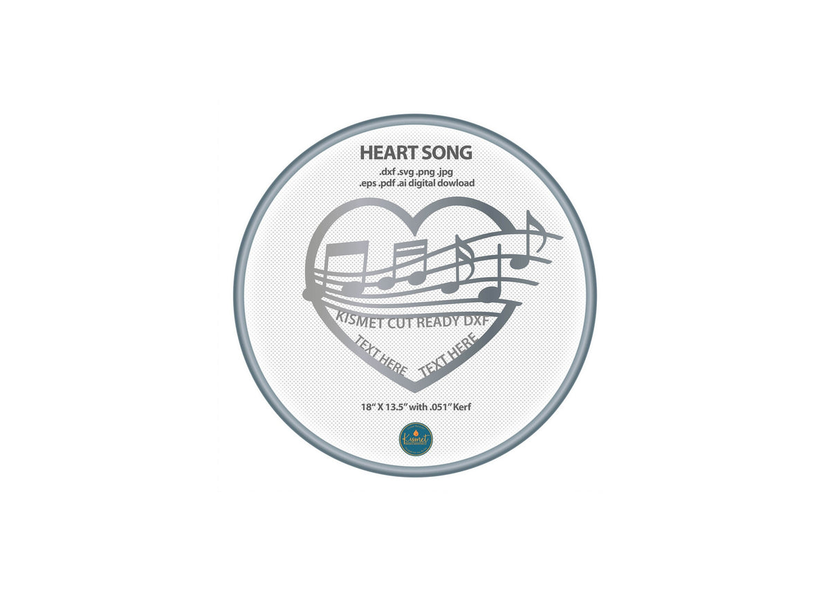 Heart Song Musical Notes Name Sign DXF/SVG design preview with file details