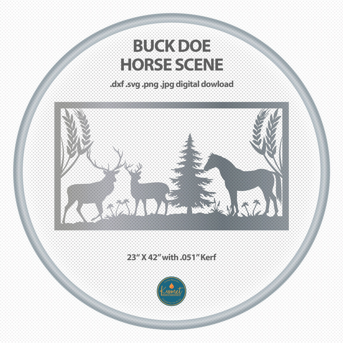 Buck Doe Horse Forest Scene DXF/SVG design preview with file details (photo 3)