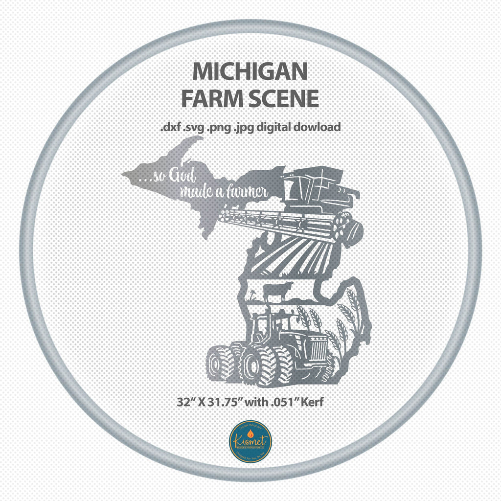 Michigan So God Made a Farmer Sign DXF/SVG design preview with file details (photo 2)