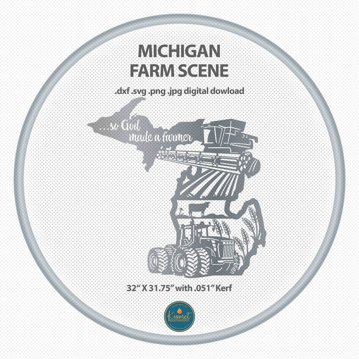 Michigan So God Made a Farmer Sign DXF/SVG design preview with file details (photo 2)