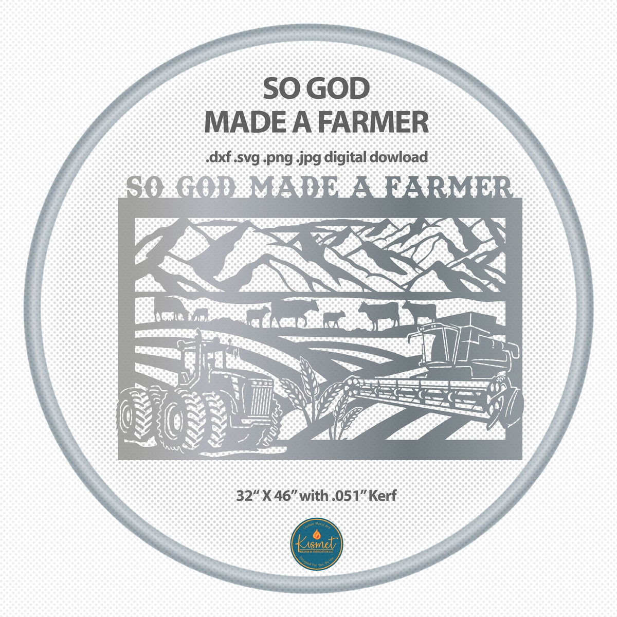 So God Made a Farmer Farm Scene DXF/SVG design preview with file details (photo 2)