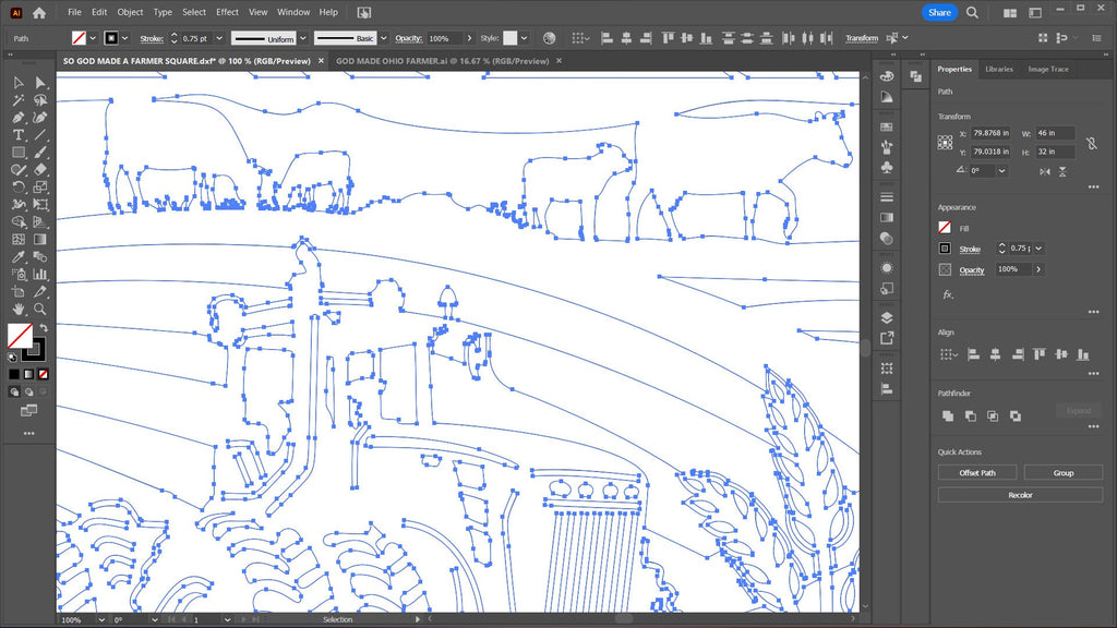 So God Made a Farmer Farm Scene vector paths in design software (photo 6)