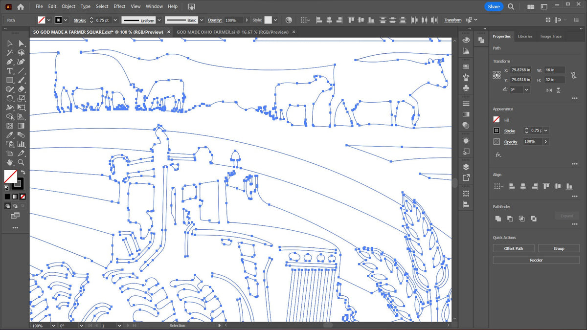So God Made a Farmer Farm Scene vector paths in design software (photo 6)