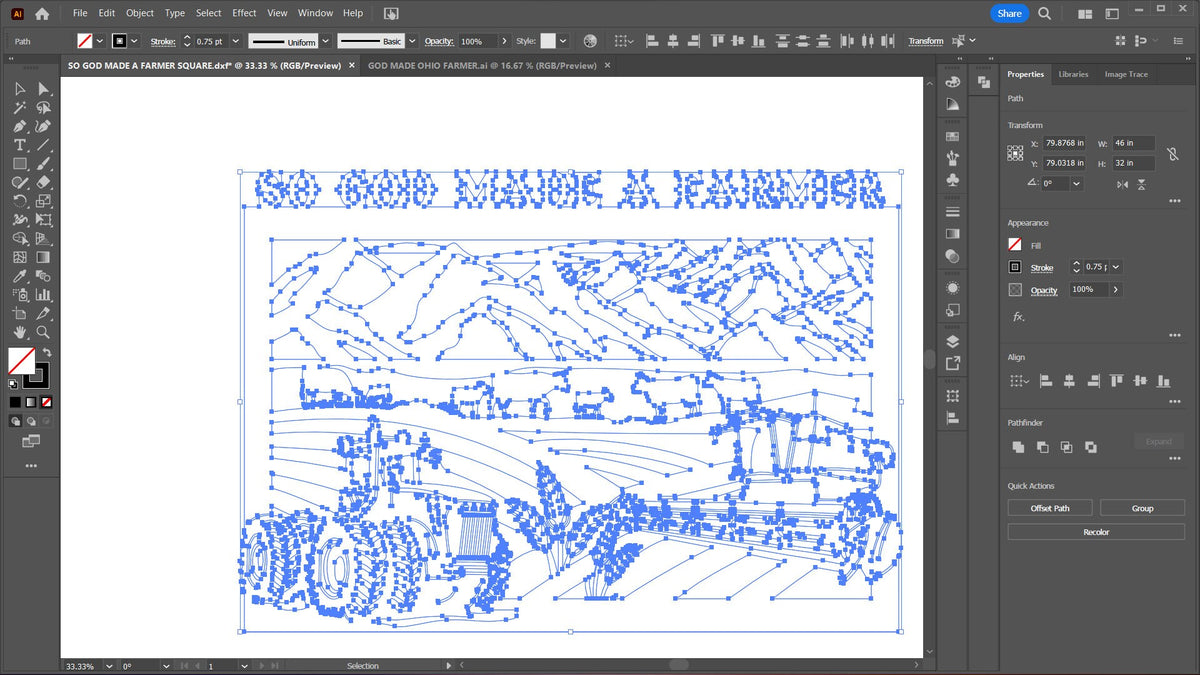 So God Made a Farmer Farm Scene vector paths in design software (photo 7)