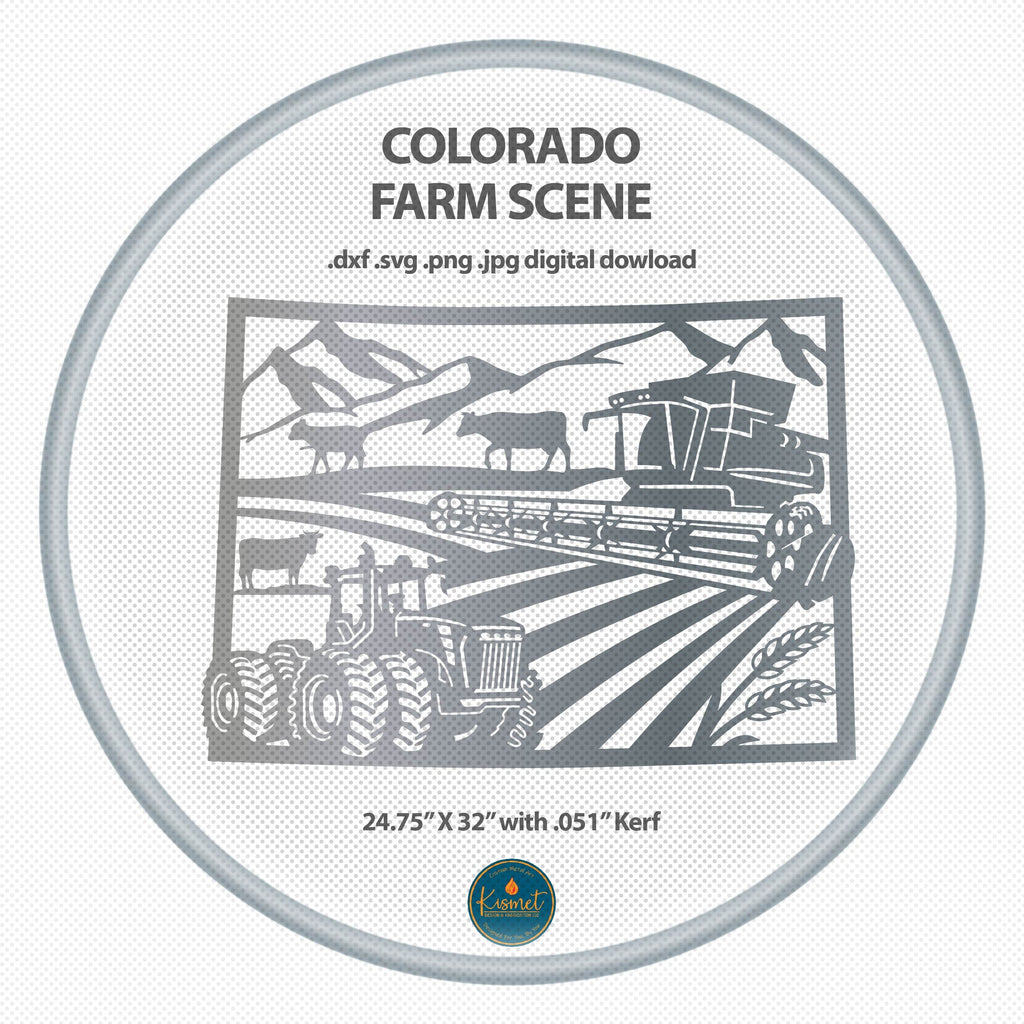 Colorado Rectangle Farm Scene Sign, No Lettering DXF/SVG design preview with file details (photo 2)