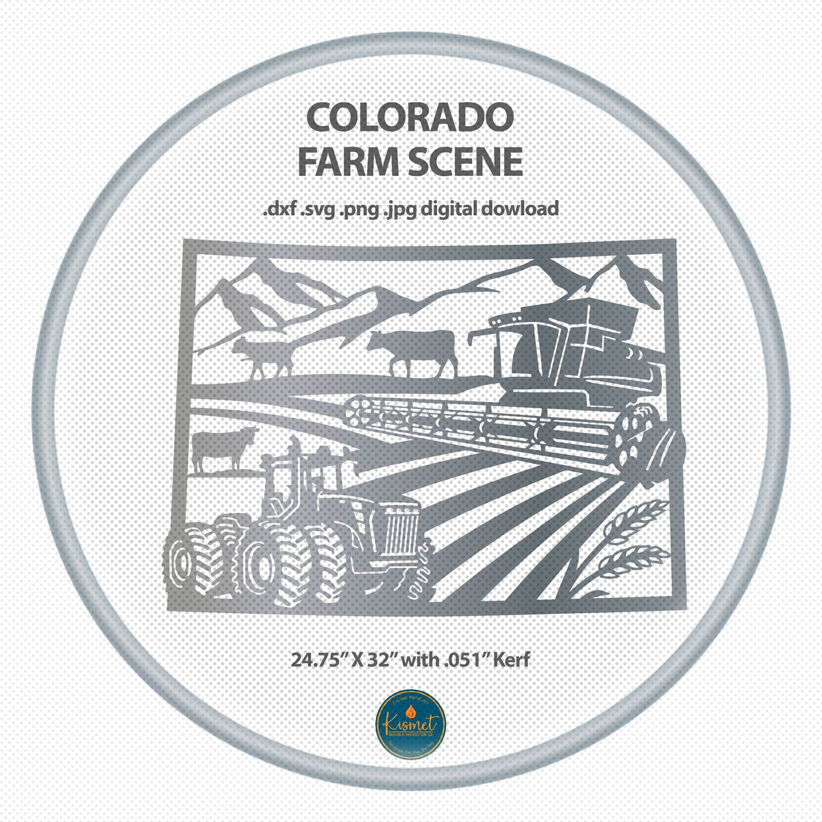 Colorado Rectangle Farm Scene Sign, No Lettering DXF/SVG design preview with file details (photo 2)