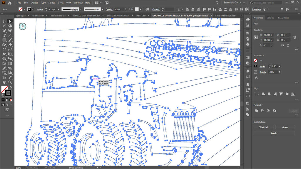 Colorado Rectangle Farm Scene Sign, No Lettering vector paths in design software