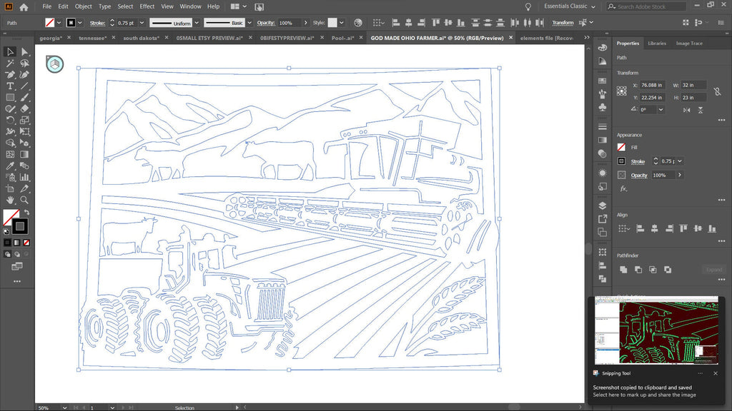 Colorado Rectangle Farm Scene Sign, No Lettering vector paths in design software (photo 5)