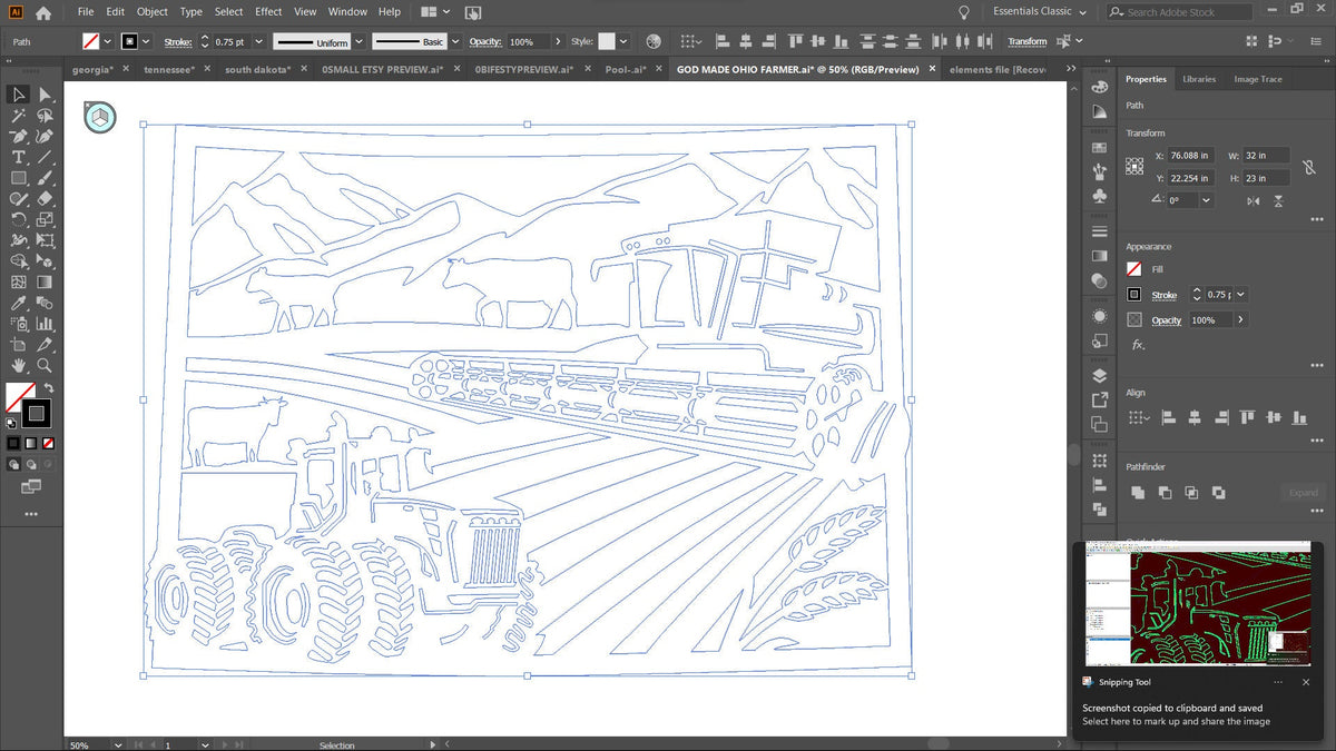 Colorado Rectangle Farm Scene Sign, No Lettering vector paths in design software (photo 5)