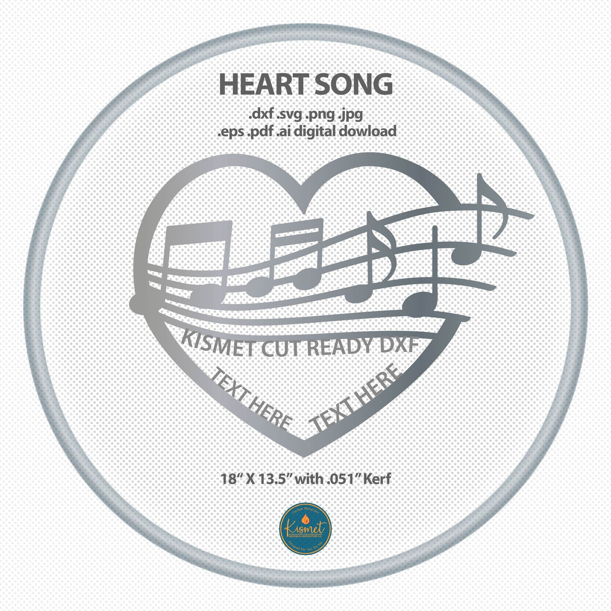 Heart Song Musical Notes Name Sign DXF/SVG design preview with file details (photo 4)