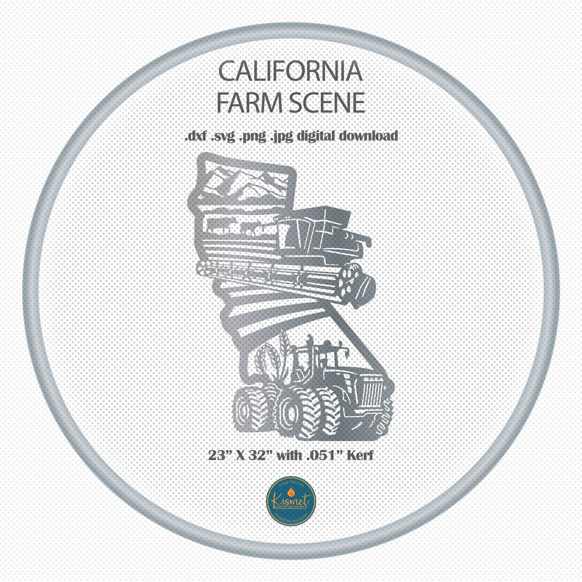 California Farm Scene Sign, No Lettering DXF/SVG design preview with file details (photo 3)