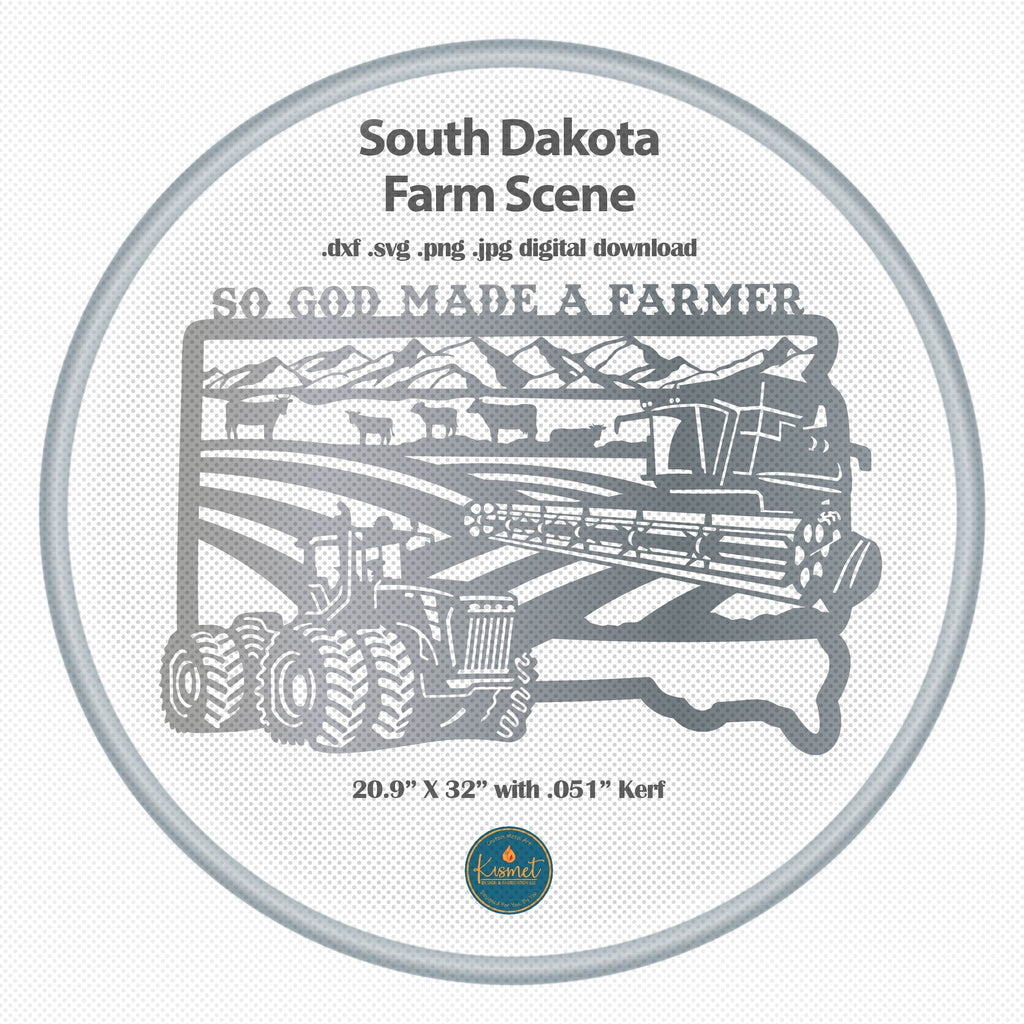South Dakota So God Made a Farmer Sign DXF/SVG design preview with file details (photo 2)