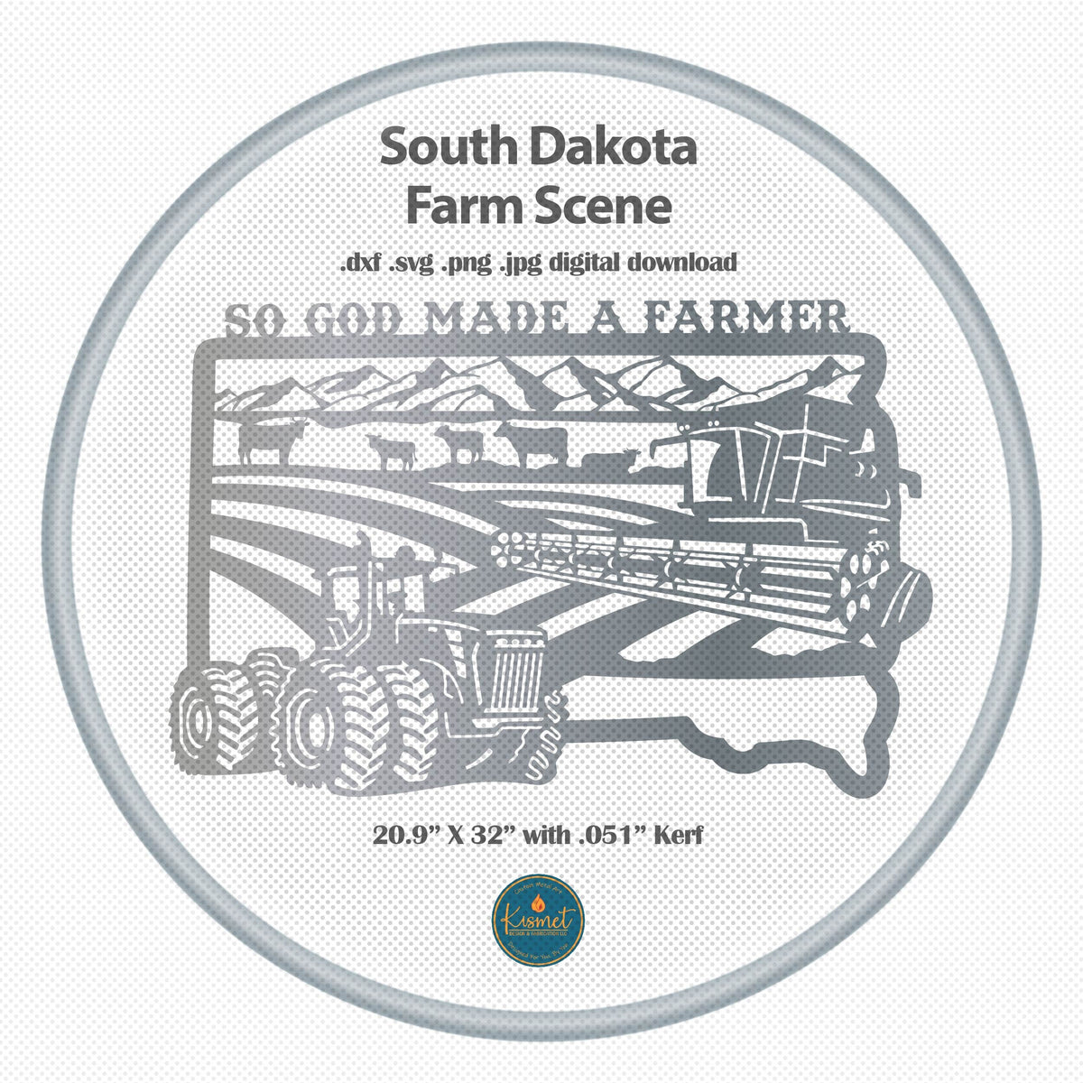 South Dakota So God Made a Farmer Sign DXF/SVG design preview with file details (photo 2)
