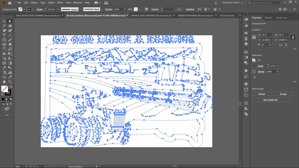 South Dakota So God Made a Farmer Sign vector paths in design software