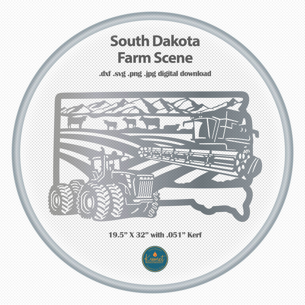 South Dakota Rectangle Farm Scene Sign, No Lettering DXF/SVG design preview with file details (photo 2)