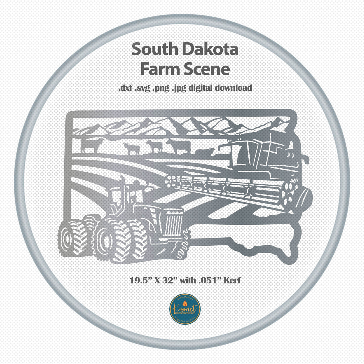 South Dakota Rectangle Farm Scene Sign, No Lettering DXF/SVG design preview with file details (photo 2)