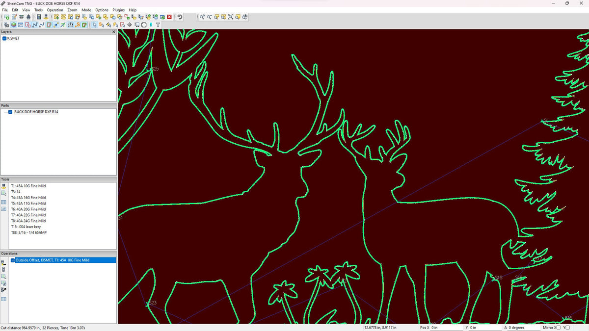 Buck Doe Horse Forest Scene vector paths in design software (photo 6)