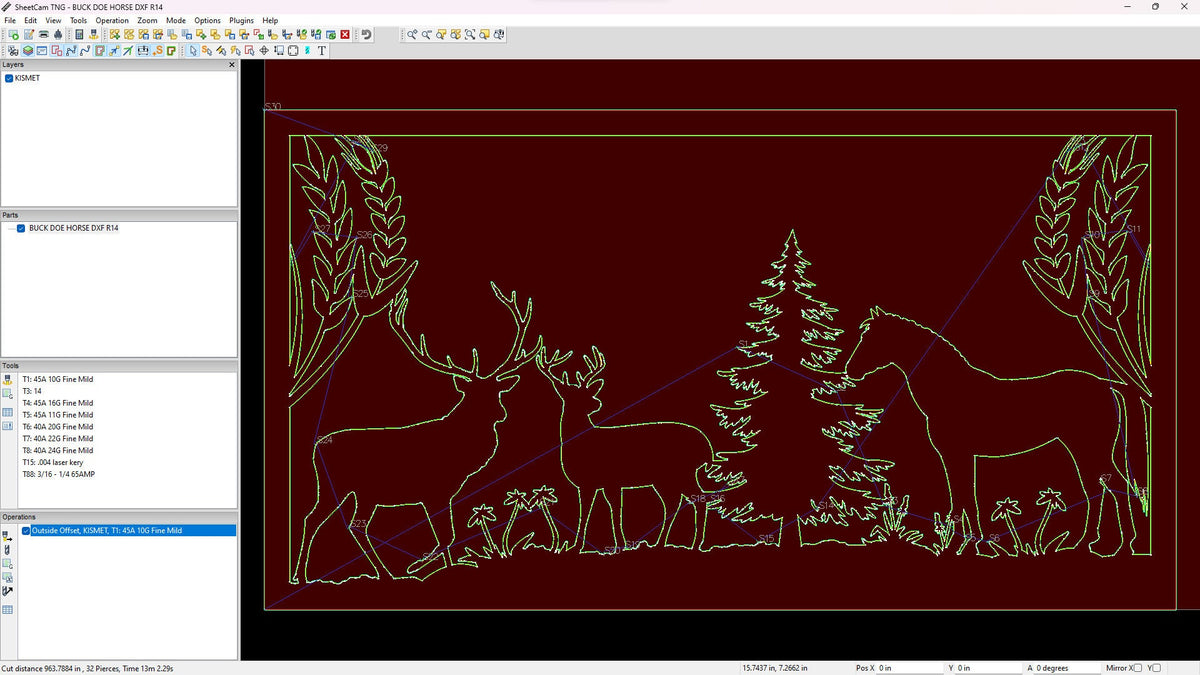 Buck Doe Horse Forest Scene vector paths in design software (photo 8)