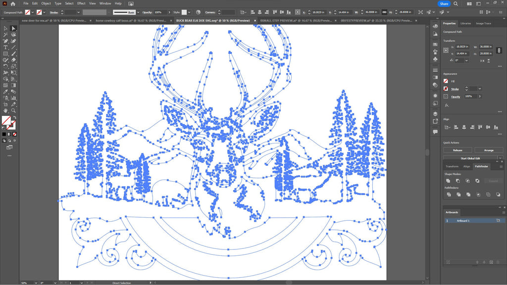 Rustic Deer and Bear Cabin Sign vector paths in design software (photo 5)