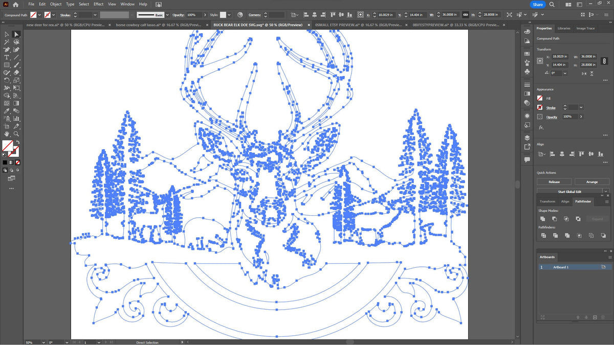 Rustic Deer and Bear Cabin Sign vector paths in design software (photo 5)