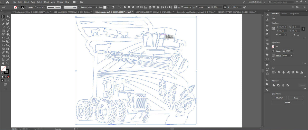 Missouri Farm Scene Sign, No Lettering vector paths in design software