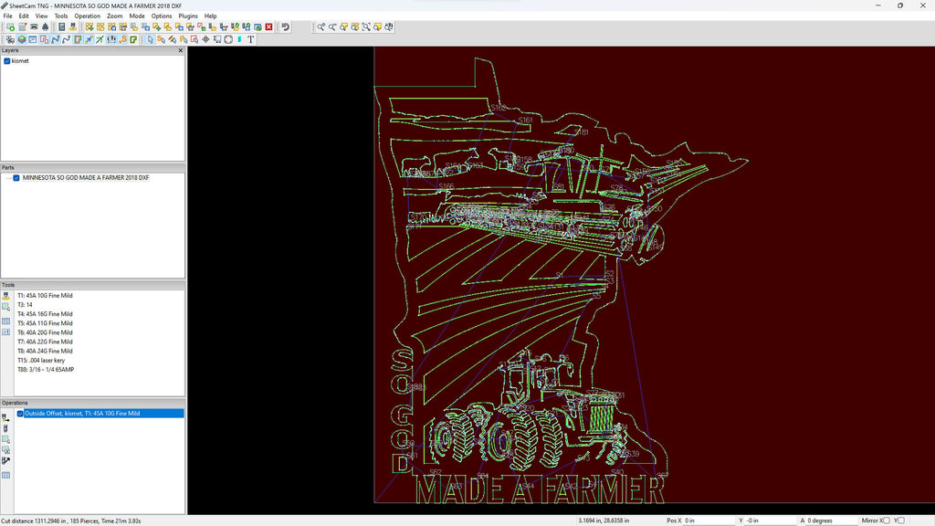 Minnesota So God Made a Farmer Sign vector paths in design software