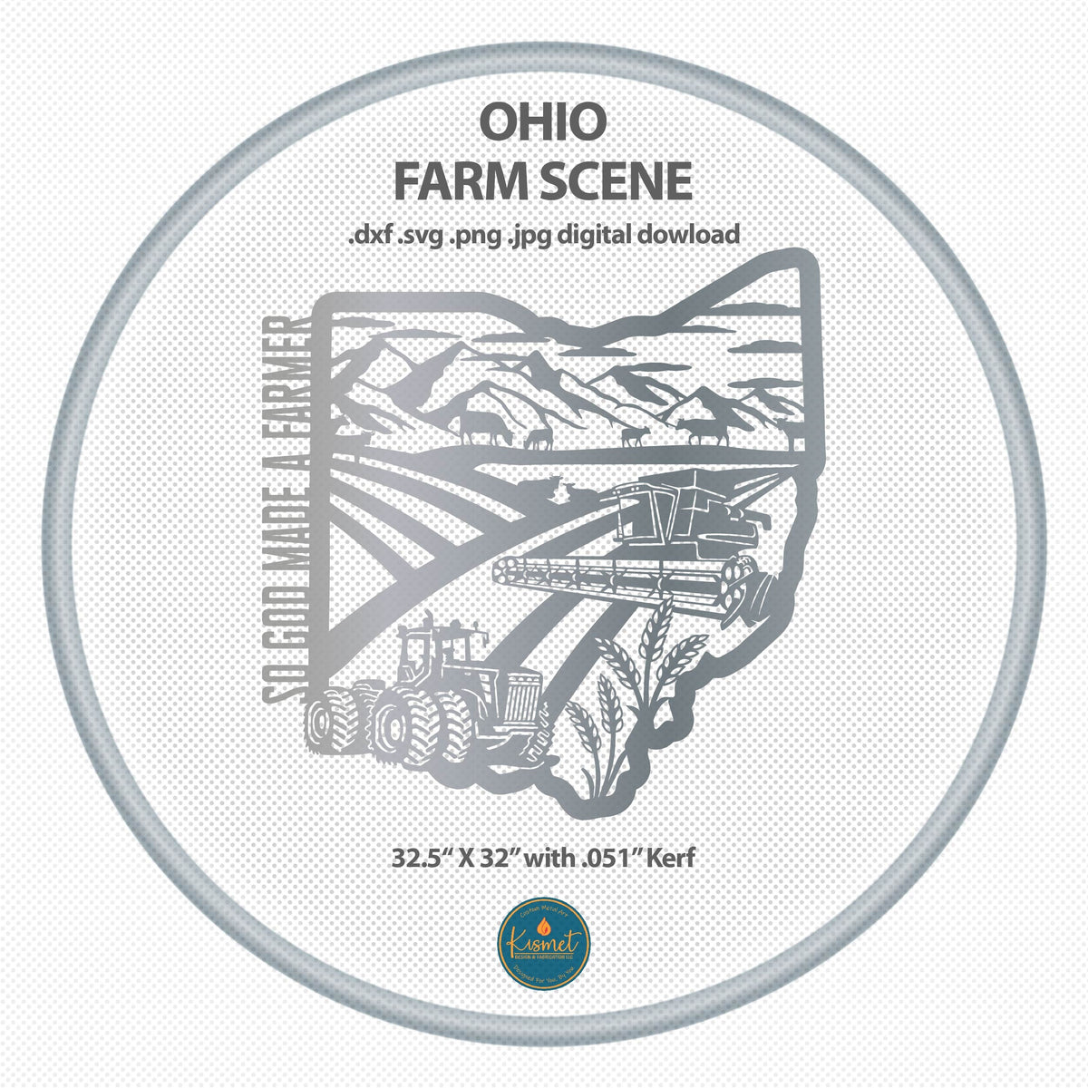 Ohio So God Made a Farmer Sign DXF/SVG design preview with file details (photo 4)