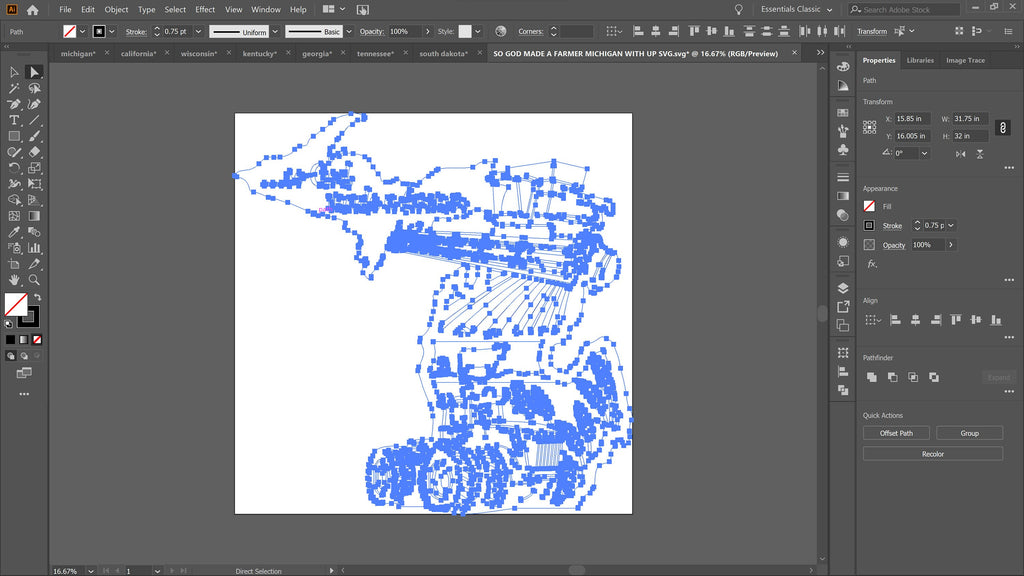 Michigan So God Made a Farmer Sign vector paths in design software (photo 5)