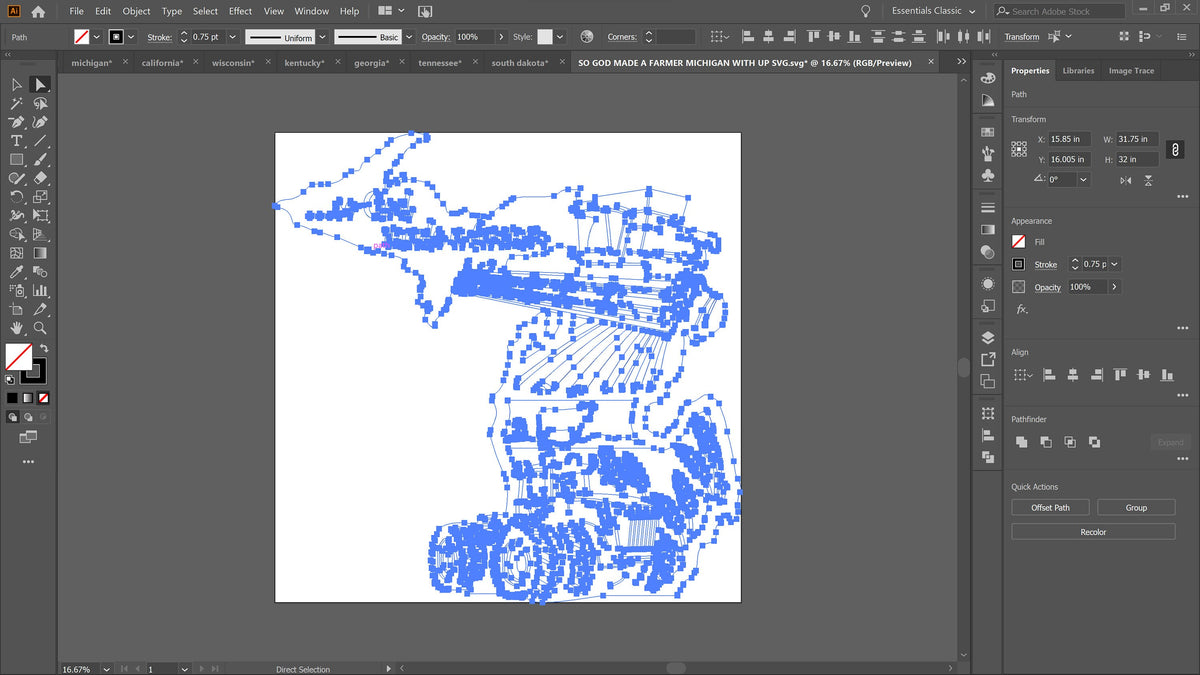 Michigan So God Made a Farmer Sign vector paths in design software (photo 5)