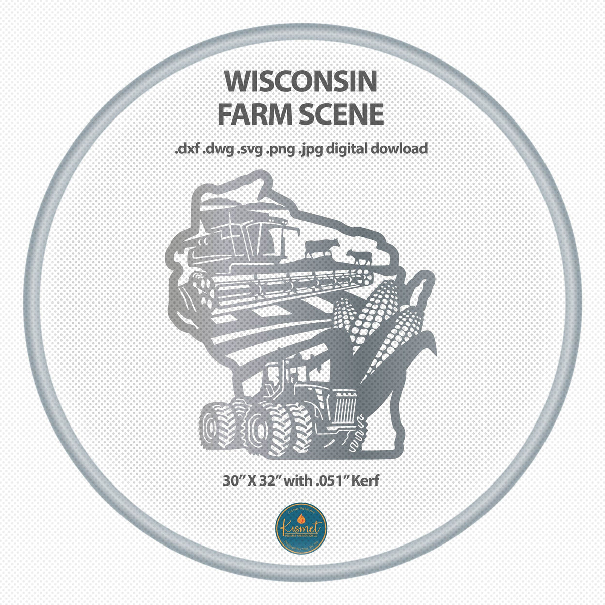 Wisconsin Farm Scene Sign, No Lettering DXF/SVG design preview with file details (photo 2)