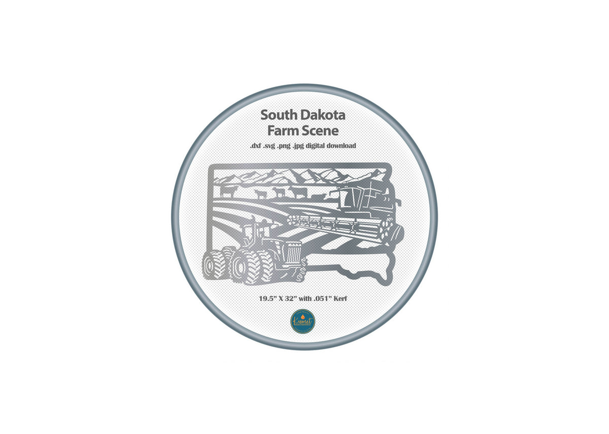 South Dakota Rectangle Farm Scene Sign, No Lettering DXF/SVG design preview with file details