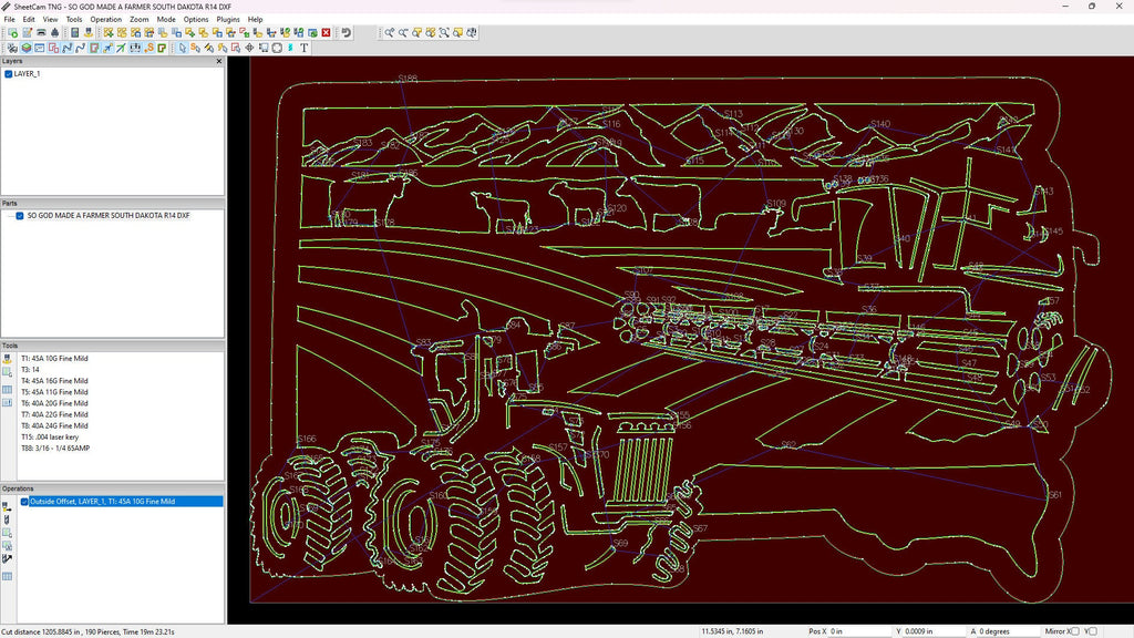 South Dakota Rectangle Farm Scene Sign, No Lettering vector paths in design software (photo 7)