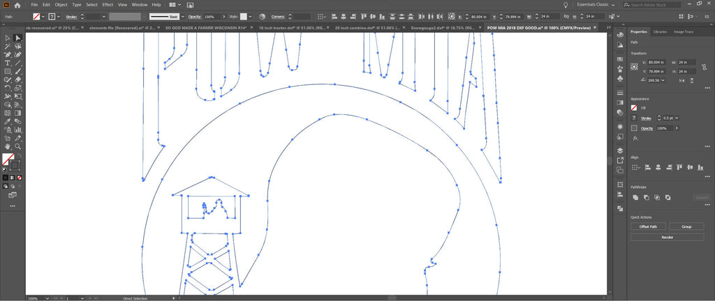 POW MIA Sign vector paths in design software (photo 7)