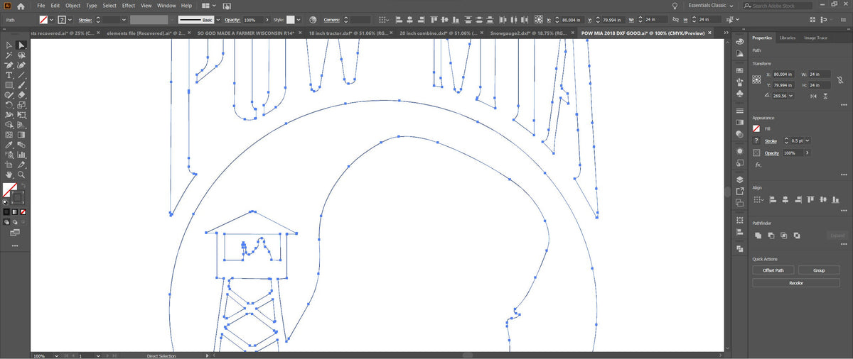 POW MIA Sign vector paths in design software (photo 7)