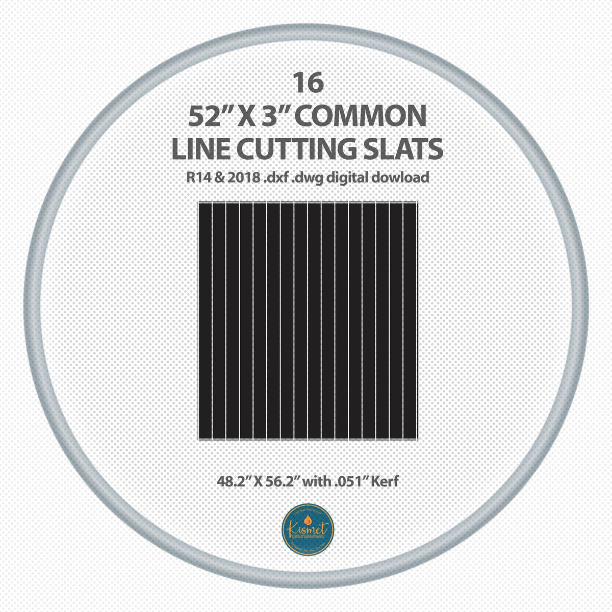 16 Plasma Table Cutting Slats 52 × 3 DXF/SVG design preview with file details (photo 3)