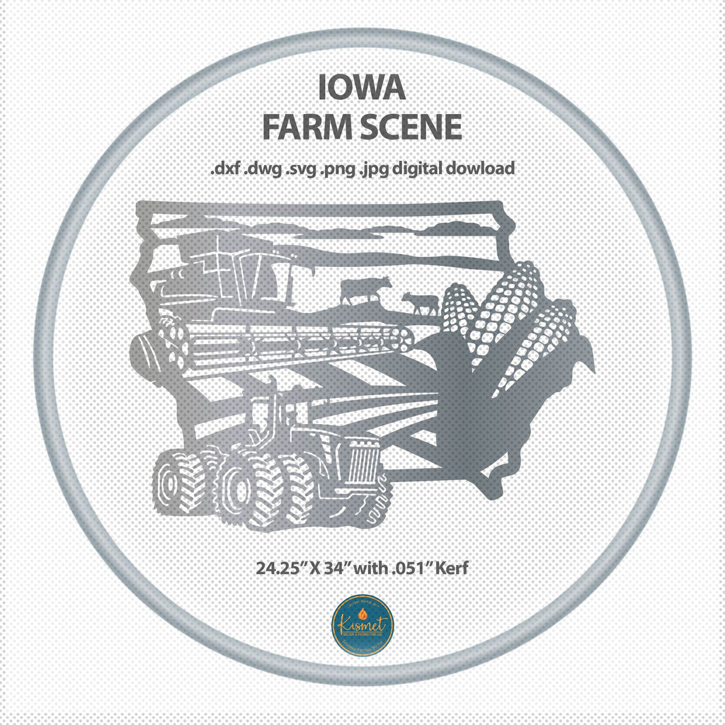 Iowa Corn Farm Scene Sign, No Lettering DXF/SVG design preview with file details (photo 2)