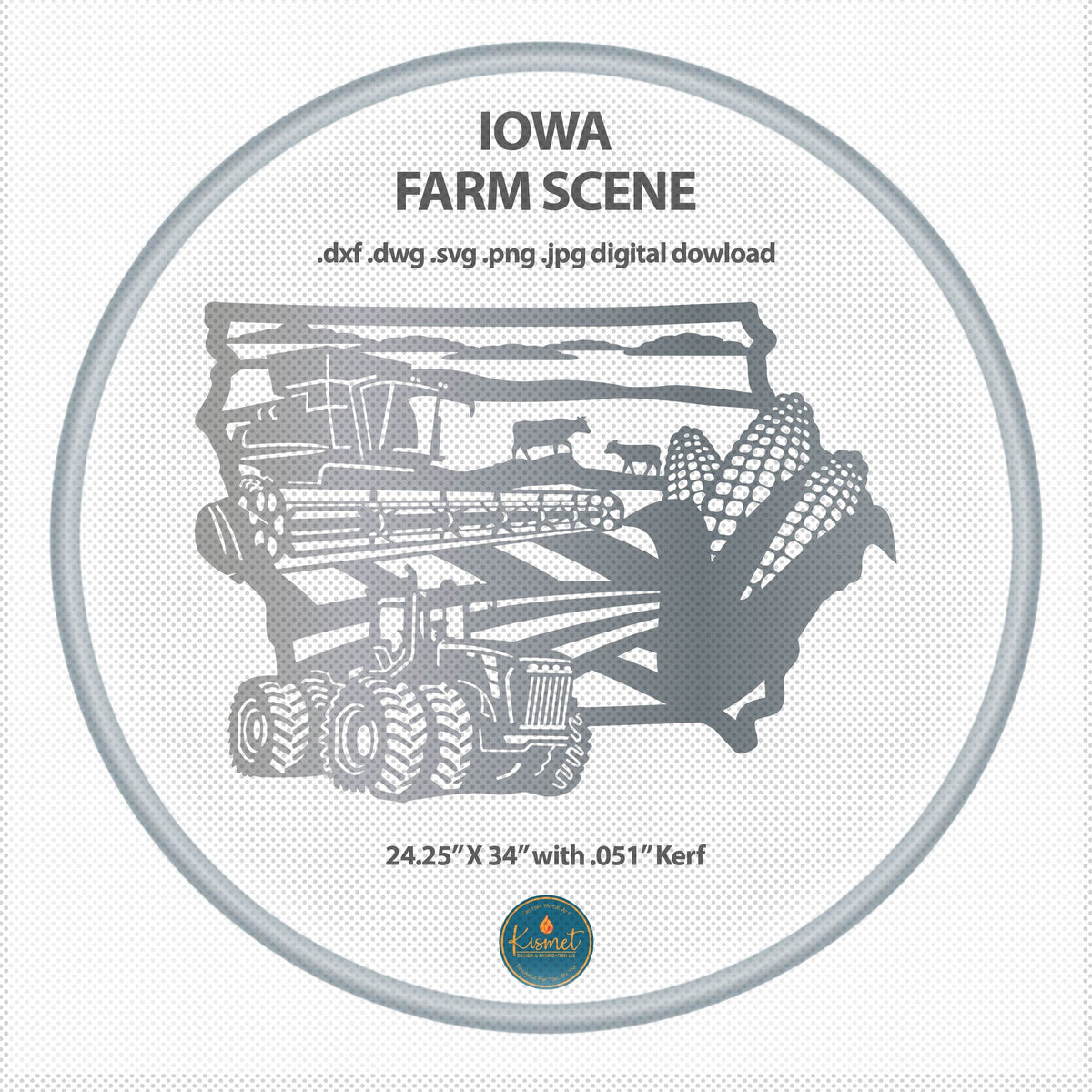 Iowa Corn Farm Scene Sign, No Lettering DXF/SVG design preview with file details (photo 2)