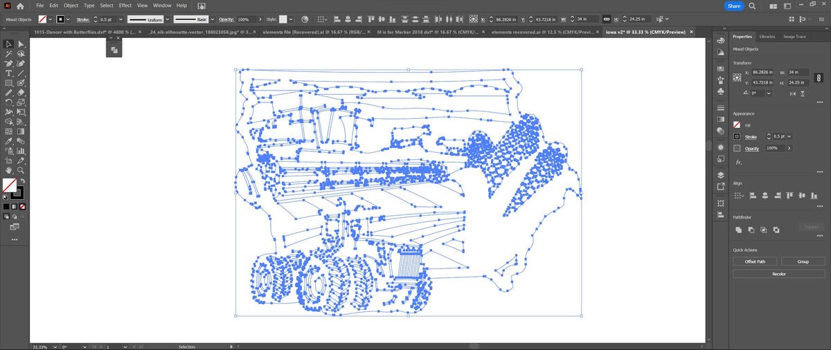 Iowa Corn Farm Scene Sign, No Lettering vector paths in design software (photo 4)