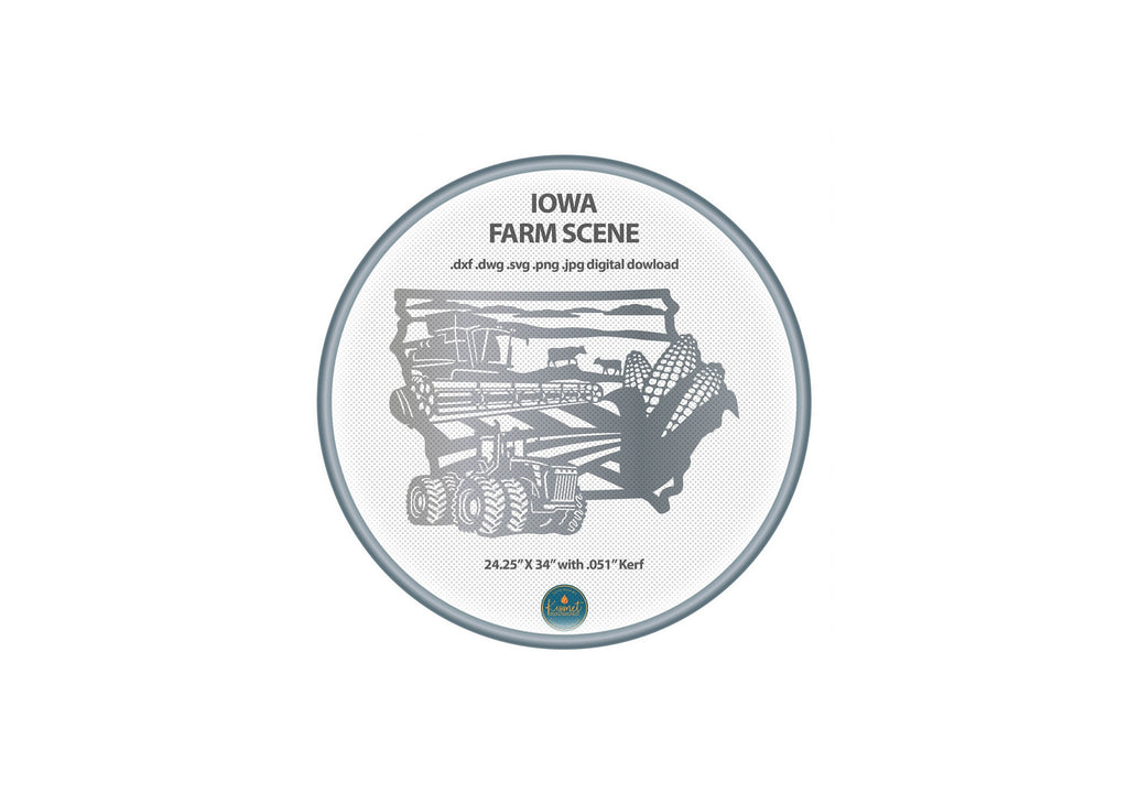 Iowa Corn Farm Scene Sign, No Lettering DXF/SVG design preview with file details