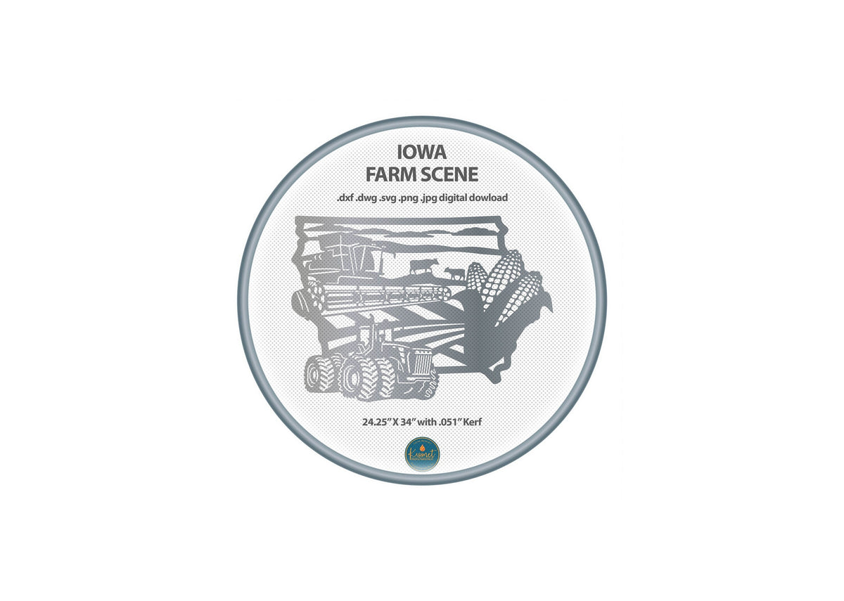Iowa Corn Farm Scene Sign, No Lettering DXF/SVG design preview with file details